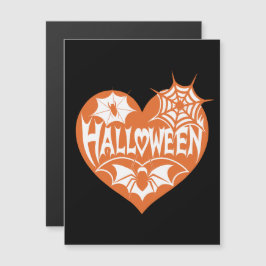 Halloween Heart, Orange Heart Shape, Spider Web Magnetisk Inbjudningskort