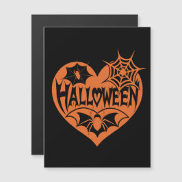 Halloween Heart, Orange Heart Shape, Spindelnät Magnetisk Inbjudningskort
