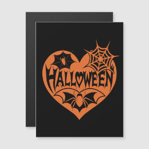 Halloween Heart, Orange Heart Shape, Spindelnät Magnetisk Inbjudningskort