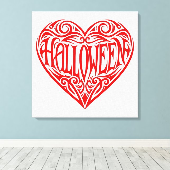 Halloween Heart, Red Heart, Holiday Canvastryck (Insitu (trägolv))