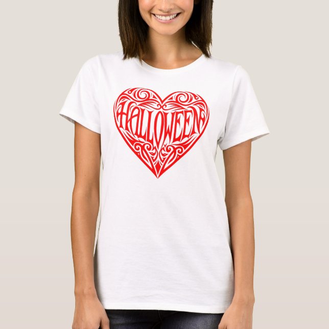 Halloween Heart, Red Heart, Holiday T Shirt (Framsida)