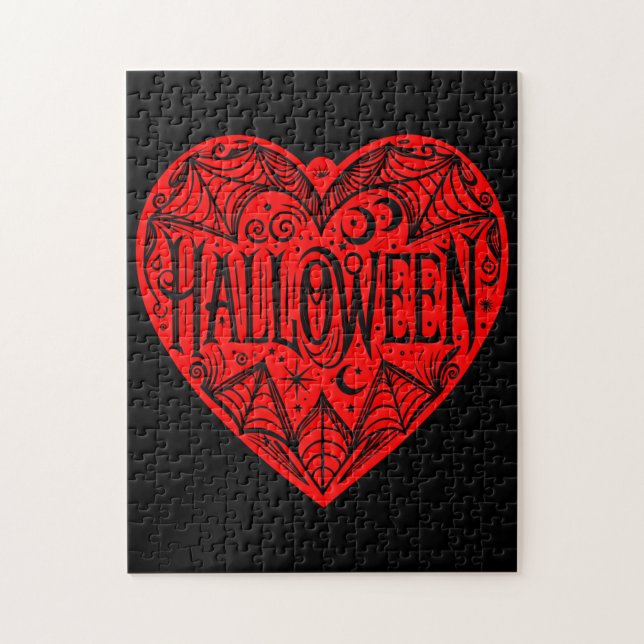 Halloween Heart, Red Heart Shape, Holiday Pussel (Vertikal)