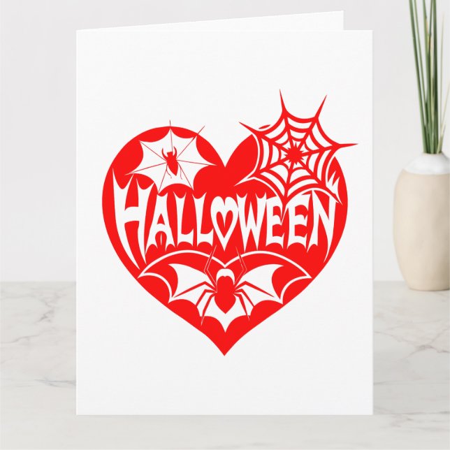 Halloween Heart, Red Heart Shape, Spindelnät Kort (Framsida)