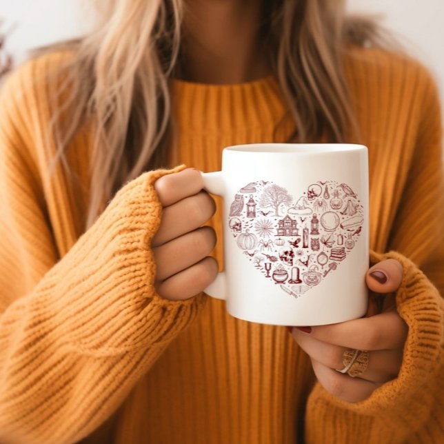 Halloween Heart Red Spooky Doodles Halloween Mugg (Skapare uppladdad)