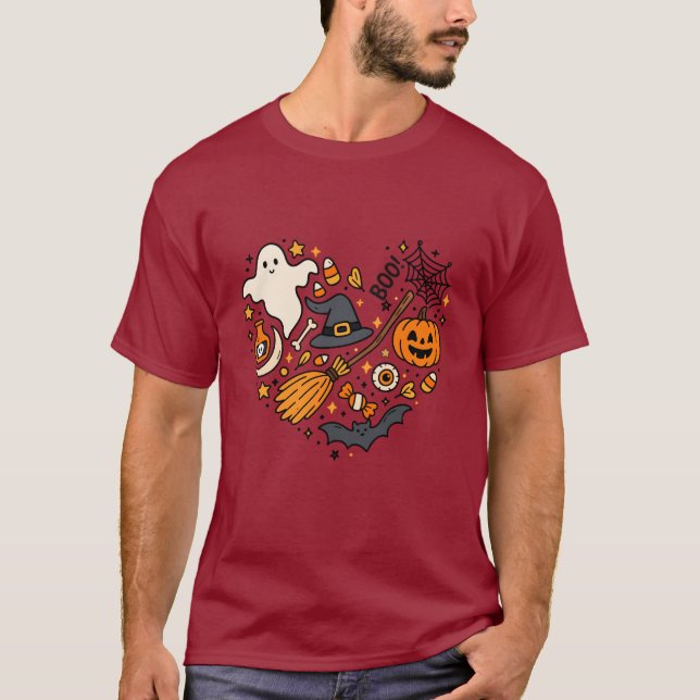 Halloween Heart T-Shirt - Spooky Cute Fladdermus,  (Framsida)