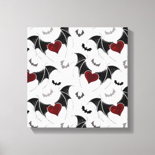 Halloween heart with black bat wings canvastryck