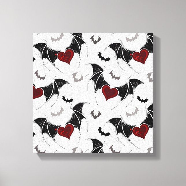 Halloween heart with black bat wings canvastryck (Framsida)