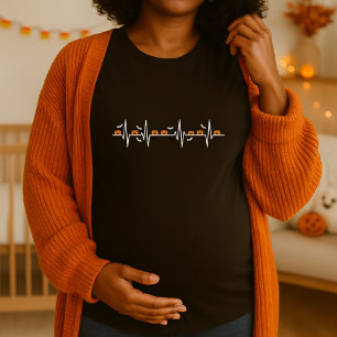 Halloween Heartslag Pumpkin Moderskap Spooky ECG T Shirt
