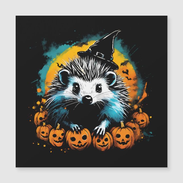 Halloween Hedgehog och pumpor söta (Framsida)