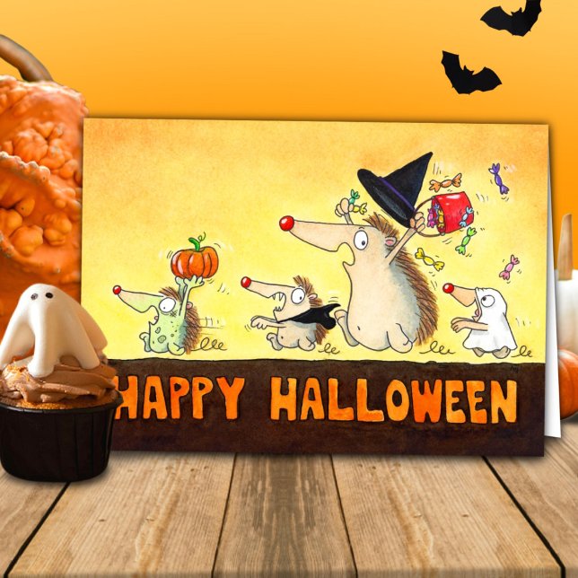 Halloween Hedgehogs Hälsning Kort (Skapare uppladdad)