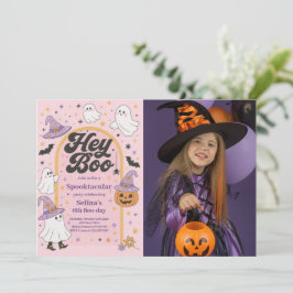 Halloween Hej Boo Cute Ghost Födelsedagsfest Photo Inbjudningar