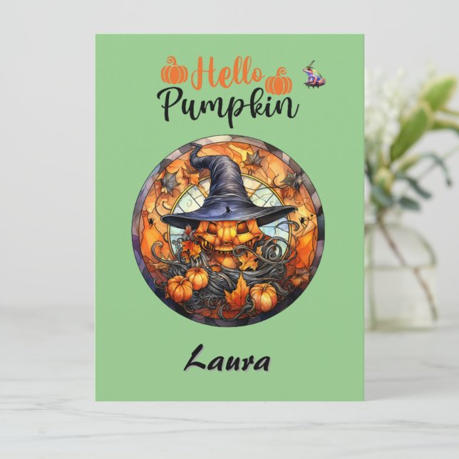 Halloween Hej Skrämmande Pumpa Inbjudningar (Stående Fram)