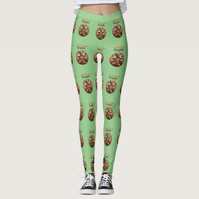 Halloween Hej Skrämmande Pumpa Leggings (Framsida)