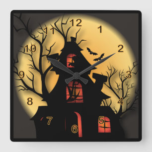 Halloween hemlig kammare fyrkantig klocka