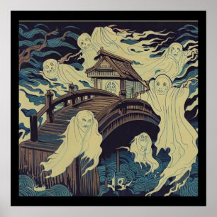 Halloween - hemligt bryggan Woodcut 4 Poster