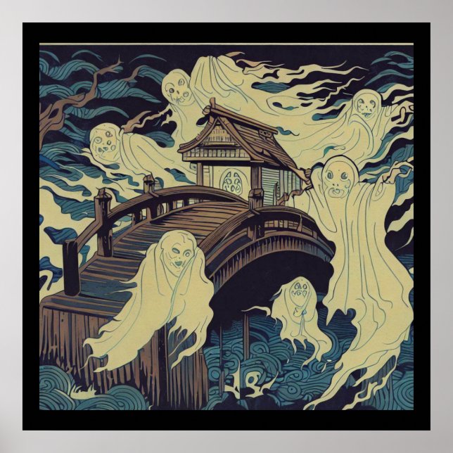 Halloween - hemligt bryggan Woodcut 4 Poster (Framsidan)