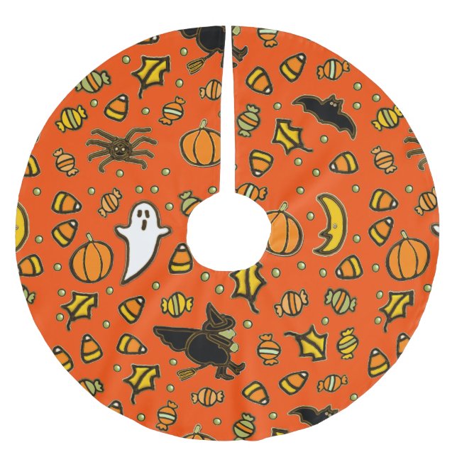 Halloween Hemma Dekoration Julgransmatta Borstad Polyester (Framsidan)