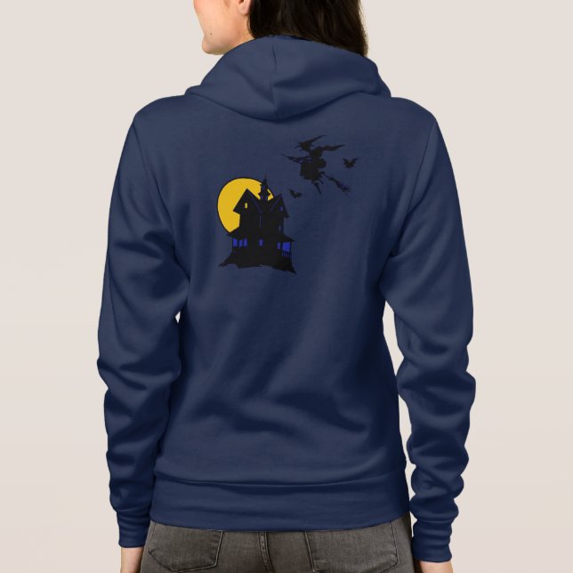 halloween hemsökt hus, häxor, hoodie-design t-shirt (Baksida)
