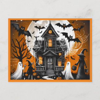 Halloween hemsökt hus helg vykort