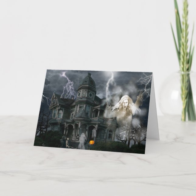 Halloween hemsökt hus kommer ut när du kan kort (Framsida)