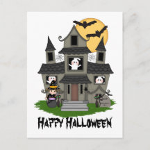 Halloween hemsökt hus och lilla häxvita