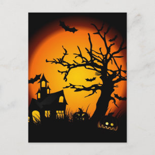 Halloween hemsökt hus vykort