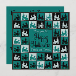 Halloween hemsökt husmosaik inbjudningar