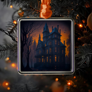 Halloween hemsökt Mansion Julgransprydnad Metall