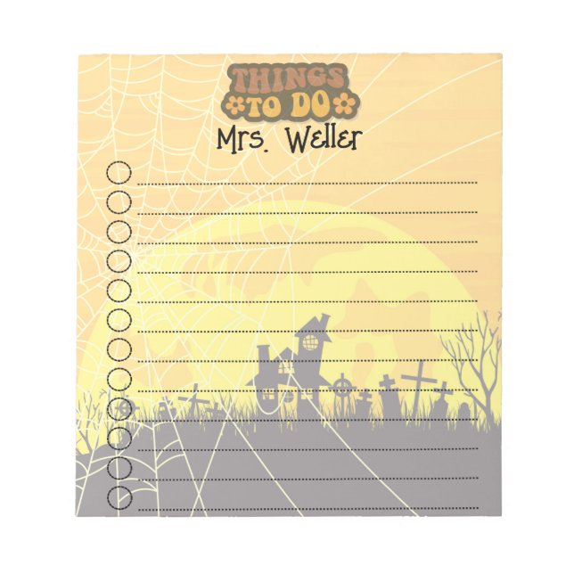 Halloween hemsökt Personlig Lärare att göra Anteckningsblock (Framsida)