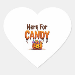 Halloween "Here for Candy" Hjärtformat Klistermärke