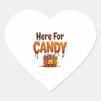 Halloween "Here for Candy" Hjärtformat Klistermärke