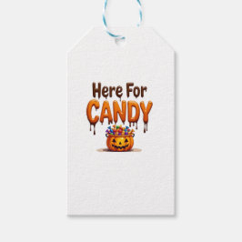 halloween "here for candy" presentetikett
