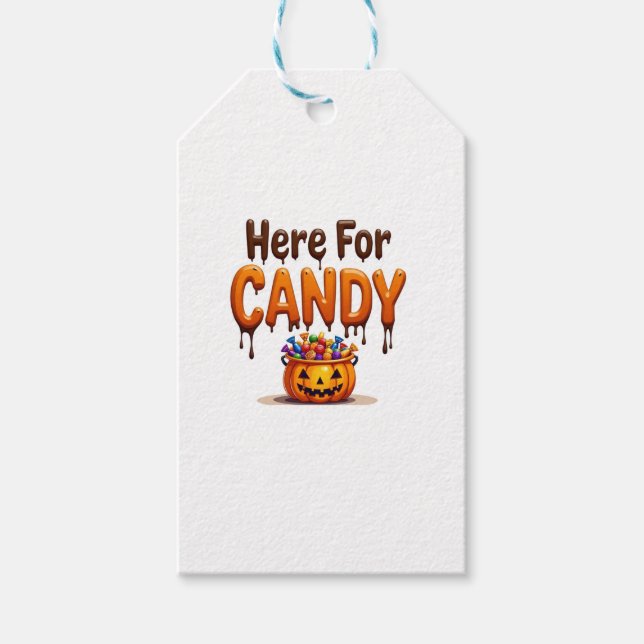 halloween "here for candy" presentetikett (Framsidan)
