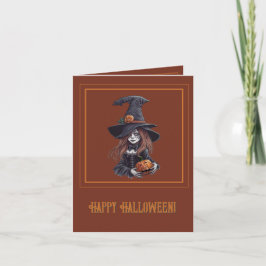 Halloween-Hexe mit Kürbis -  Kort