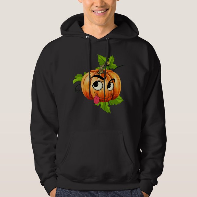 Halloween HFunny Pumpkin Ansikte Hoodie (Framsida)