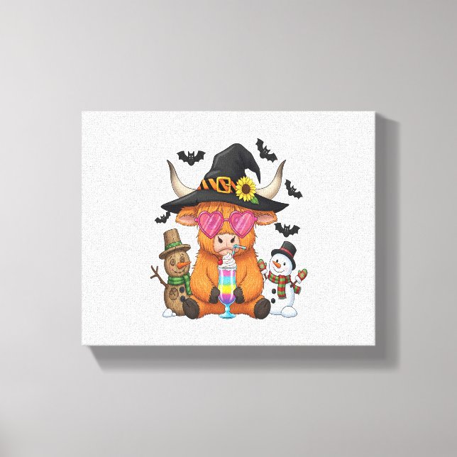 Halloween Highland Cow (2) Canvastryck (Framsida)