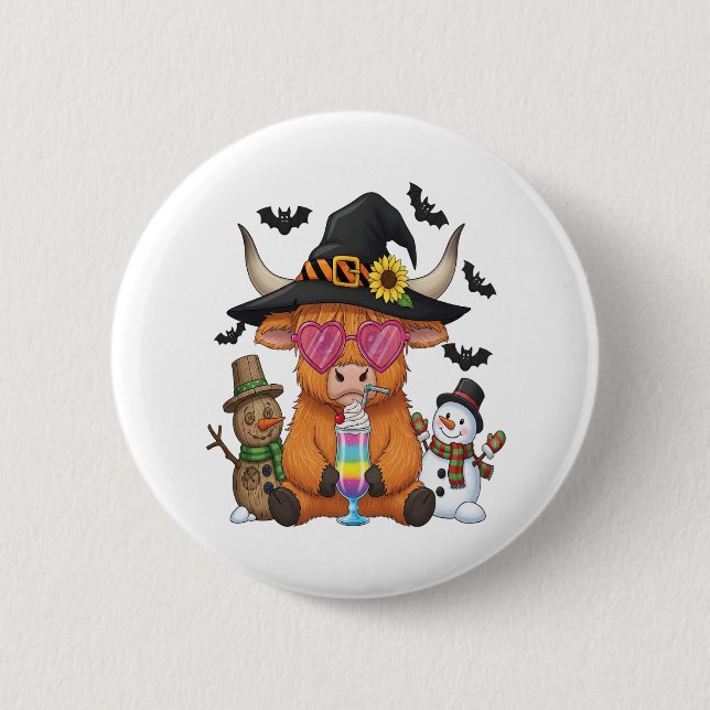 Halloween Highland Cow (2) Knapp (Framsida)