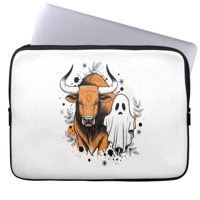 Halloween Highland Cow Cute Fall Laptop Fodral (Framsidan)