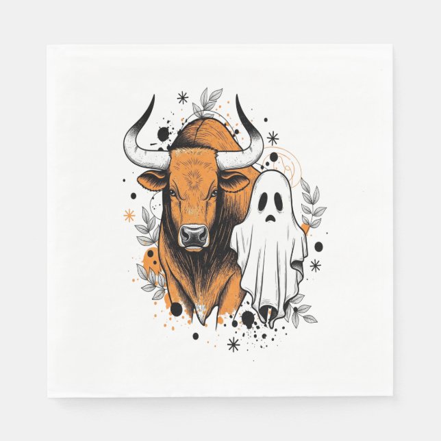 Halloween Highland Cow Cute Fall Pappersservett (Framsidan)