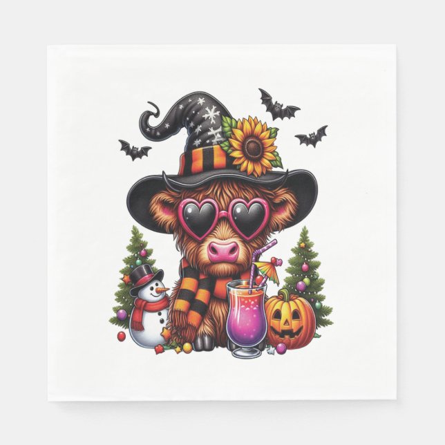Halloween Highland Cow Pappersservett (Framsidan)