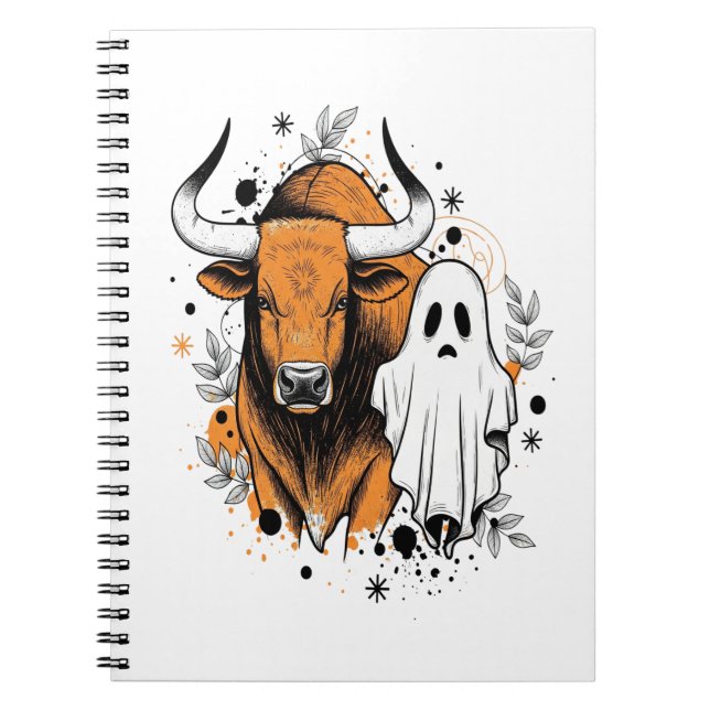 Halloween Highland Cow Pumpkin Anteckningsbok (Framsidan)