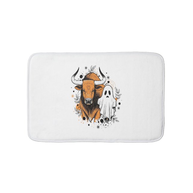 Halloween Highland Cow Pumpkin Badrumsmatta (Framsidan)
