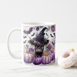 Halloween Highland Cow Witch Lila Pumpkins Kaffemugg