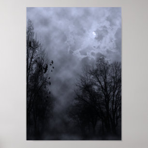 Halloween Himlar med Ravens Blue Mist Poster