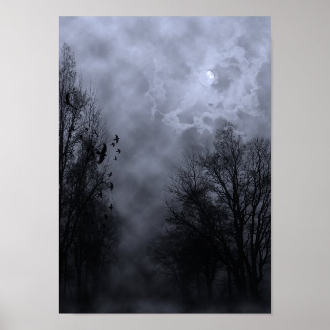 Halloween Himlar med Ravens Blue Mist Poster (Framsidan)