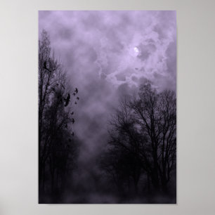 Halloween Himlar med Ravens Lila Mist Poster