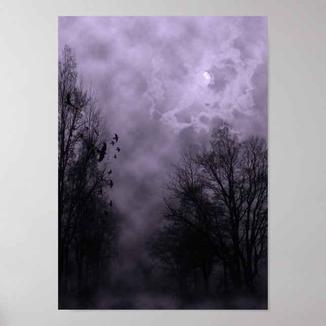 Halloween Himlar med Ravens Lila Mist Poster (Framsidan)