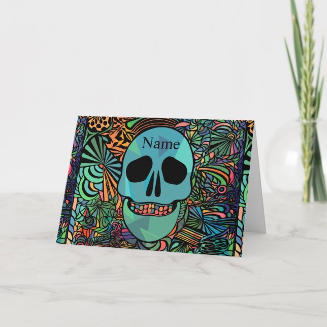 Halloween Hippie Skalle Thunder_Cove Kort (Framsida)