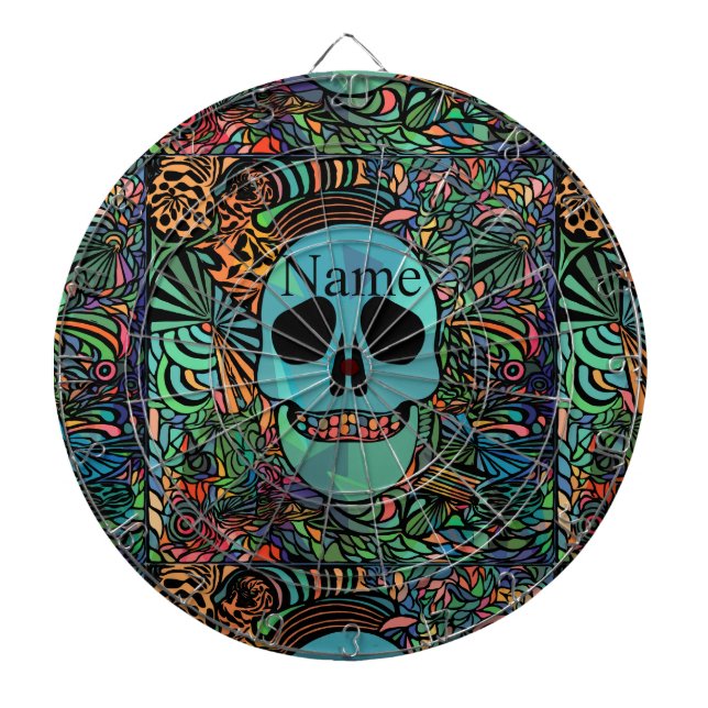 Halloween Hippie Skull Thunder_Cove Darttavla (Framsidan)