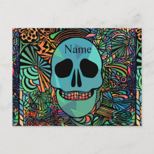 Halloween Hippie Skull Thunder_Cove Helg Vykort